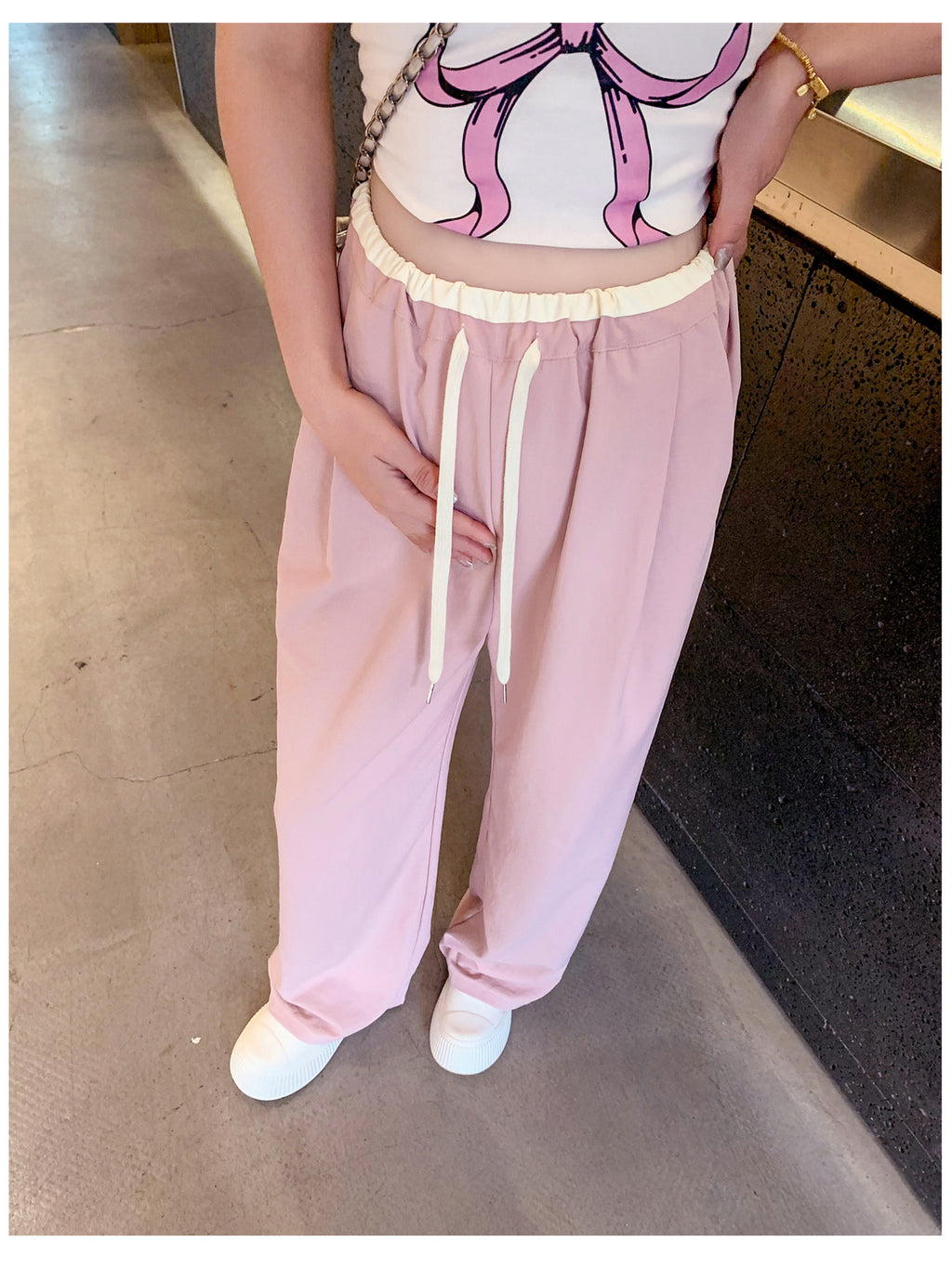 Spring and Summer Pregnant Women's Drawstring Ice Silk Wide Leg Pants Pregnant Women's Summer Thin Texture Sense Dipping Yamamoto Pants Casual Small