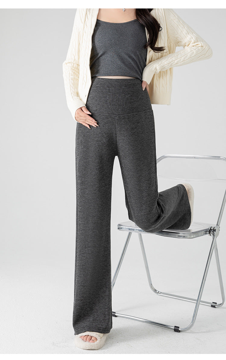 New Pregnant Women's Pants Autumn Loose Micro-flared Pants Autumn and Winter fleece-lined Thickened Pants Small Pregnant Women's Pants