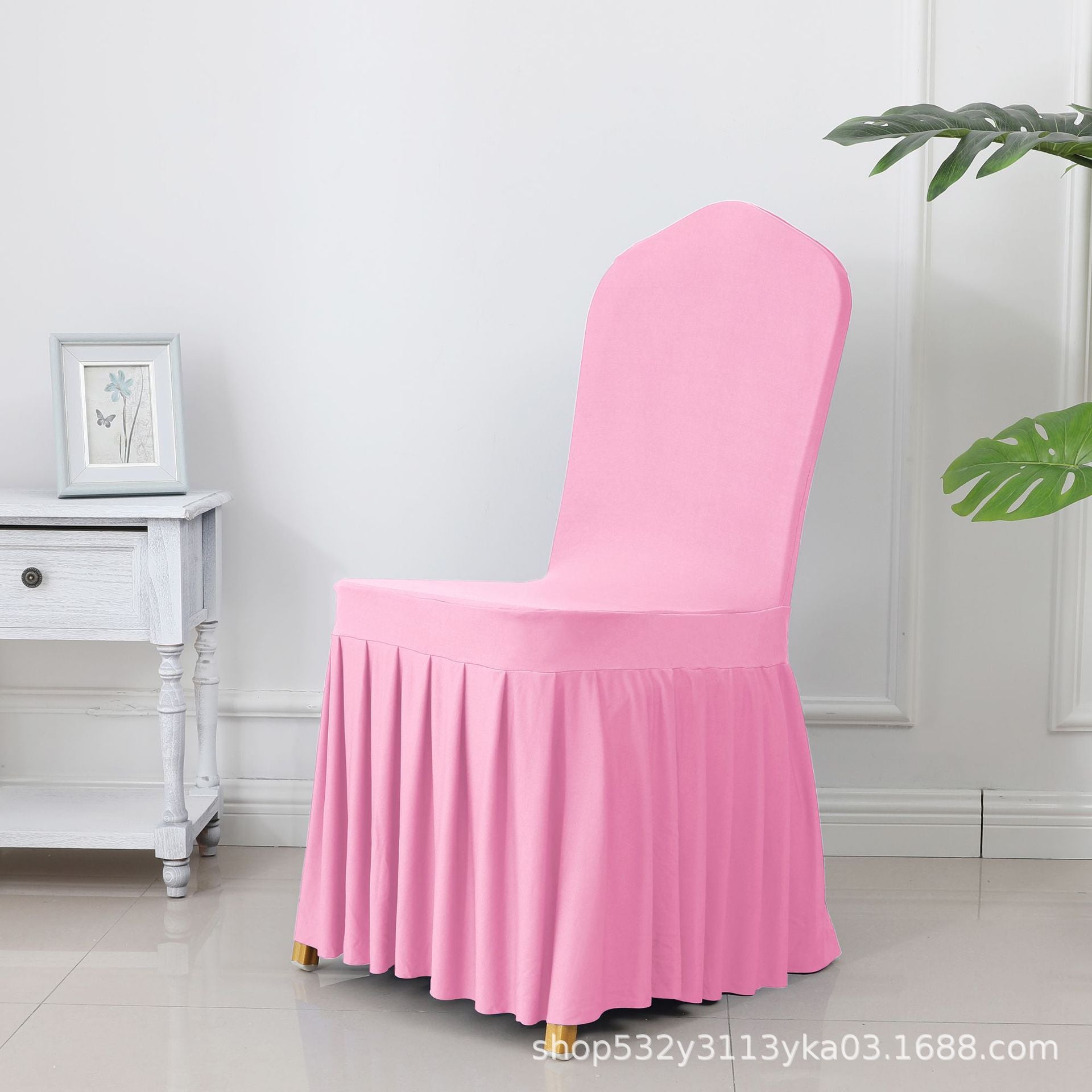 Chair Cover Thickened Stretch Pleated Skirt Dining Chair Cover Hotel Wedding Banquet Event Stool Cover Hotel Cloth