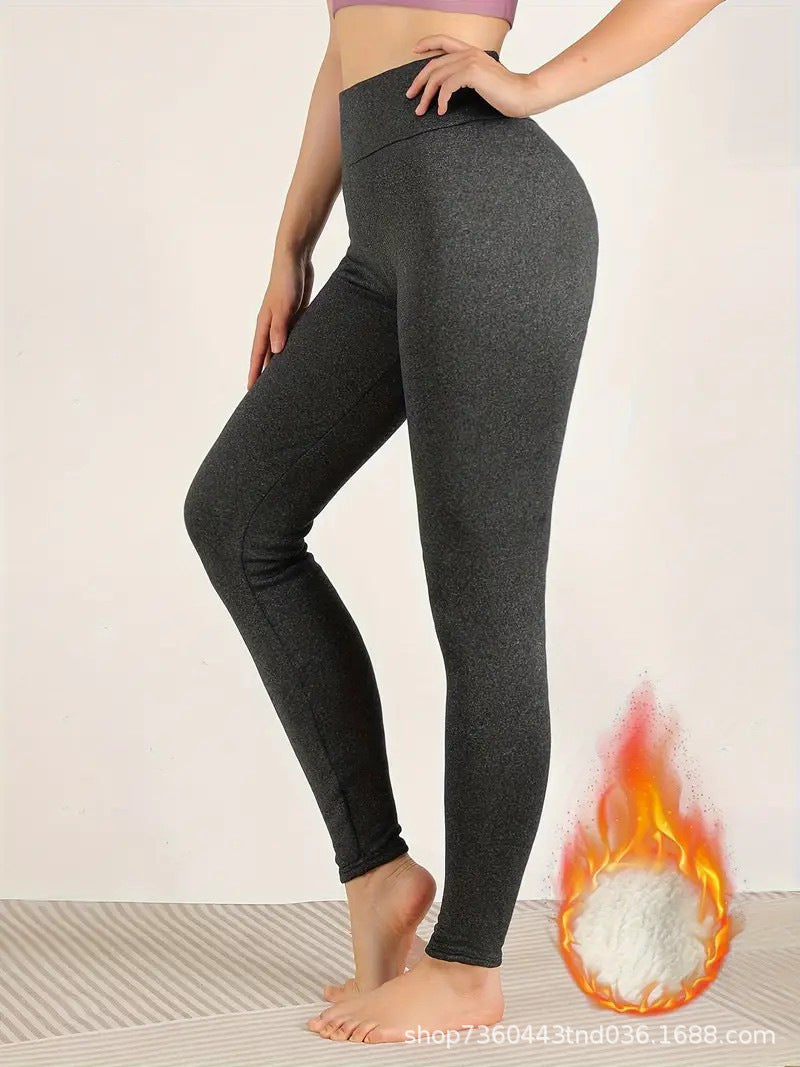 Cross-Border Popular European and American Outerwear Thickened Warm Women's High-Waisted Fleece-Lined Leggings Elastic Warm Textured Yoga Pants