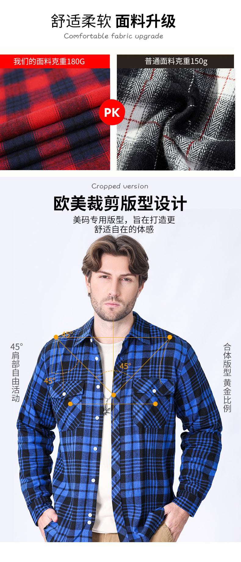 2026 Spring Cross-Border Trade American Retro Flannel Men's Long-Sleeve Brushed Plaid Shirt Men's Cool Jacket