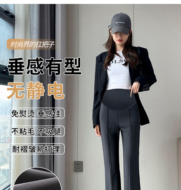 Pregnant women's spring new goddess pants flared pants split slim fit high slimming outerwear trousers pregnant women's suit pants