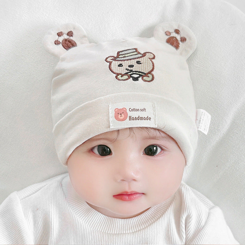 Katu Bear Infant Hat Spring & Fall 3-6-12 Months Male and Female Baby Pullover Hat Cotton 100-Day Sleeping Hat