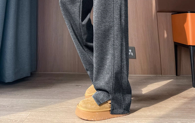 Pregnant Women's Trousers Herringbone Pattern Woolen Belly Narrow Wide-leg Pants Lazy Casual Glutinous Rice Pants Trousers Pregnant Women's Wear