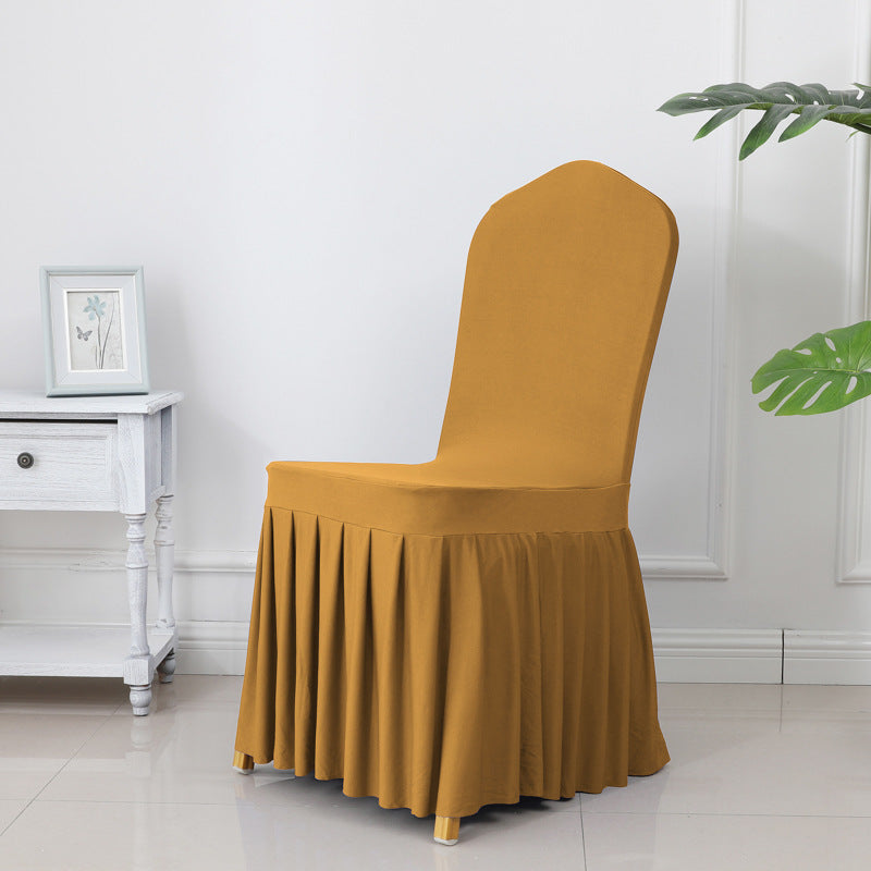 Chair Cover Thickened Stretch Pleated Skirt Dining Chair Cover Hotel Wedding Banquet Event Stool Cover Hotel Cloth