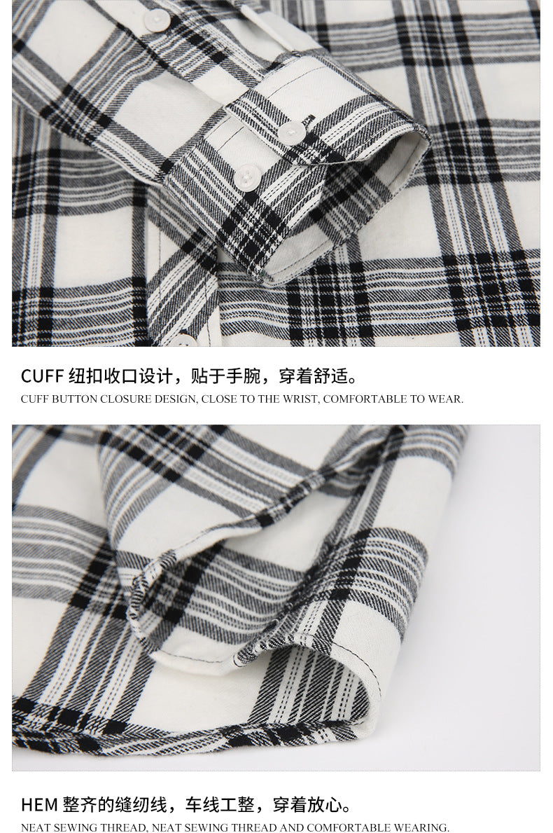 2026 Spring Cross-Border Trade American Retro Flannel Men's Long-Sleeve Brushed Plaid Shirt Men's Cool Jacket