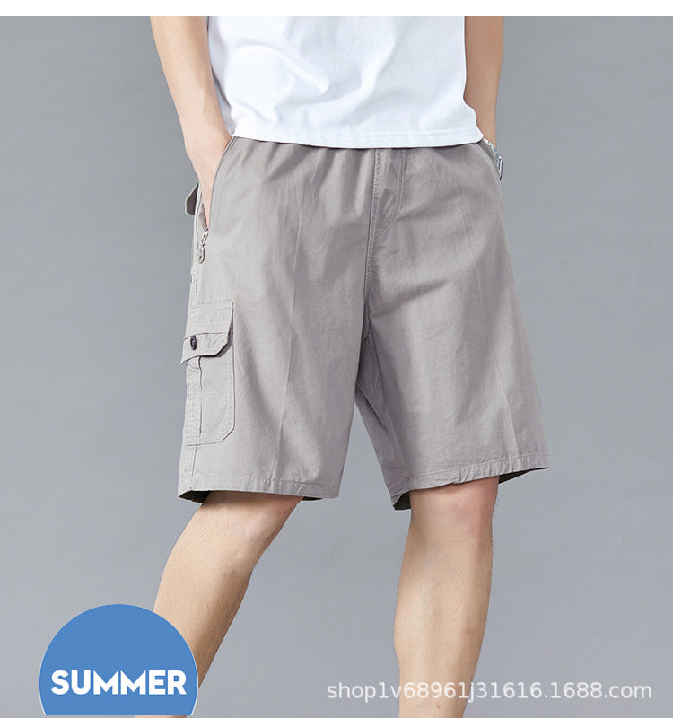 Zoruo childe summer dad summer shorts men's five-length pants cotton pants loose overalls big pants