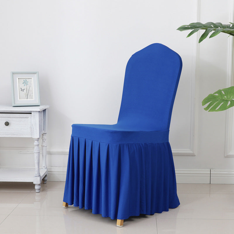 Chair Cover Thickened Stretch Pleated Skirt Dining Chair Cover Hotel Wedding Banquet Event Stool Cover Hotel Cloth