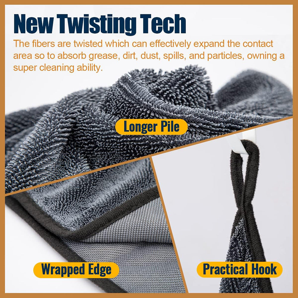 SEAMETAL Car Wash Towel 1200GSM Microfiber Double-Sided Ultra Absorbent Car Wash Cloth Cleaning Drying Towel Washing Accessories