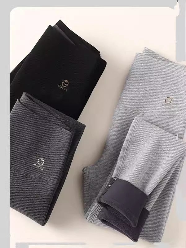 fleece-lined Leggings Women's Outer Wear Autumn and Winter Threaded Autumn Pants 2024 New Winter Thickened Lamb Fleece Warm Cotton Pants