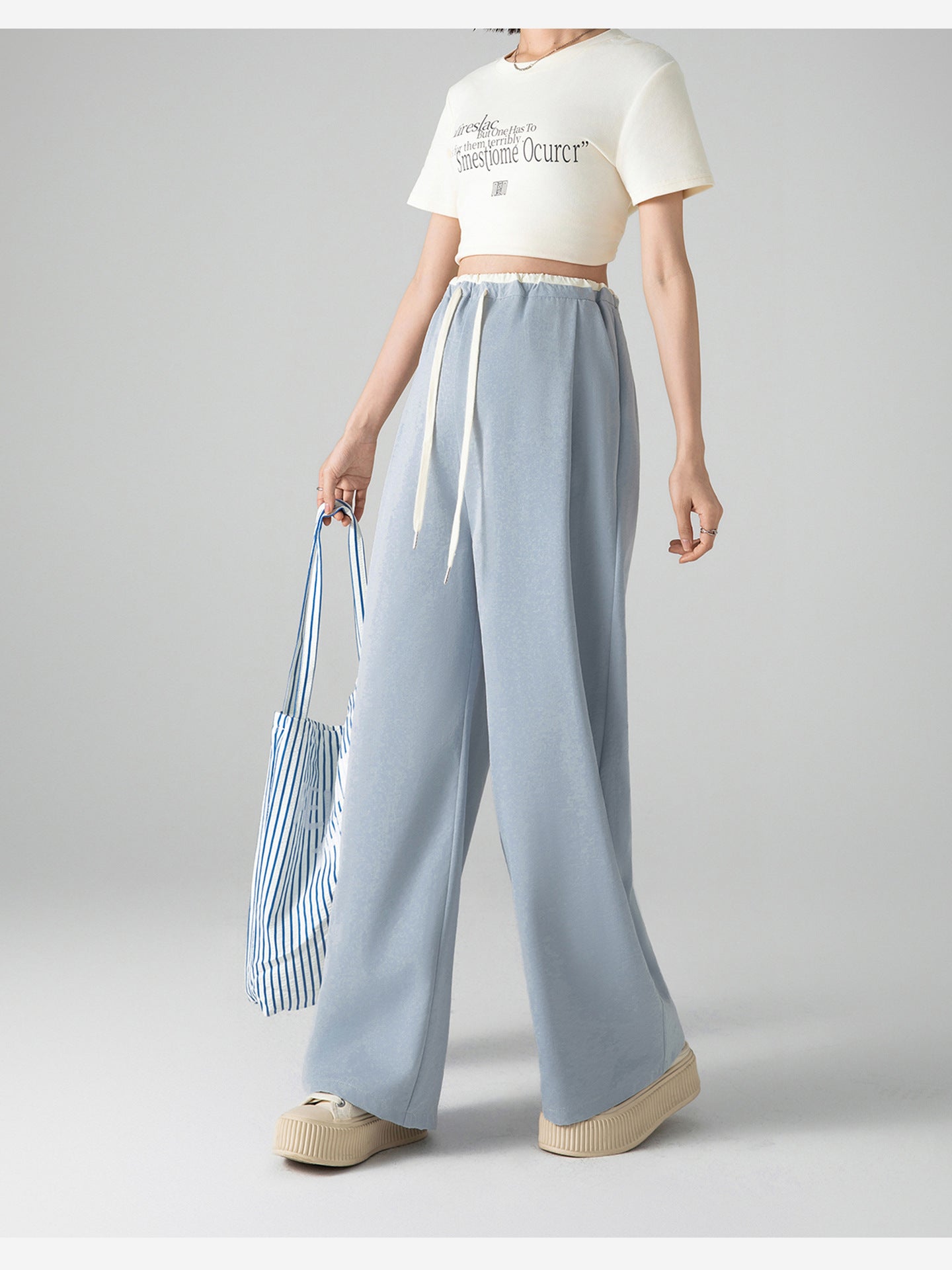 Spring and Summer Pregnant Women's Drawstring Ice Silk Wide Leg Pants Pregnant Women's Summer Thin Texture Sense Dipping Yamamoto Pants Casual Small