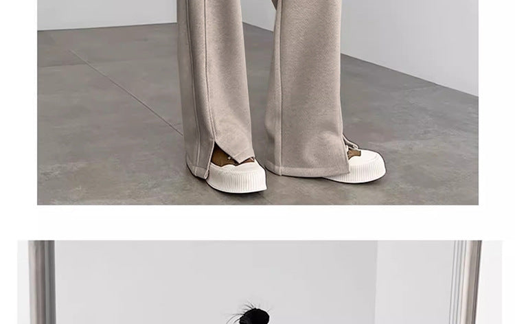 Pregnant Women's Trousers Herringbone Pattern Woolen Belly Narrow Wide-leg Pants Lazy Casual Glutinous Rice Pants Trousers Pregnant Women's Wear