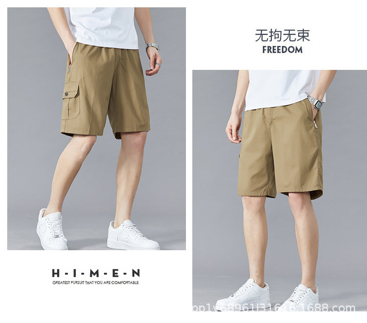 Zoruo childe summer dad summer shorts men's five-length pants cotton pants loose overalls big pants