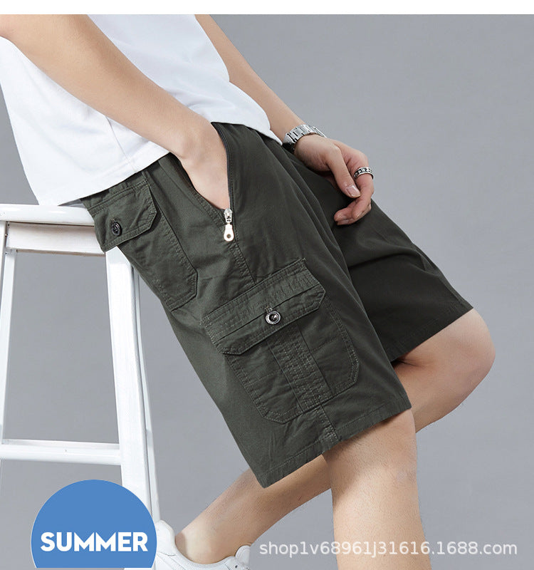 Zoruo childe summer dad summer shorts men's five-length pants cotton pants loose overalls big pants