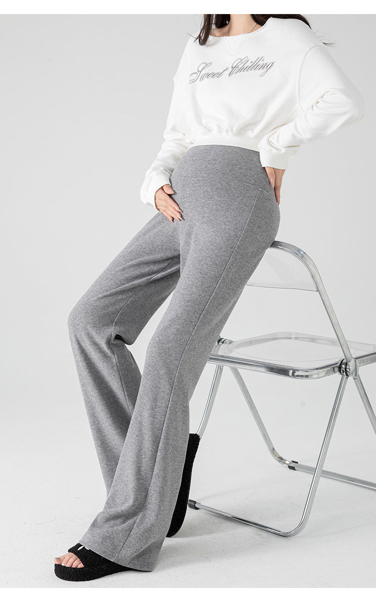 New Pregnant Women's Pants Autumn Loose Micro-flared Pants Autumn and Winter fleece-lined Thickened Pants Small Pregnant Women's Pants