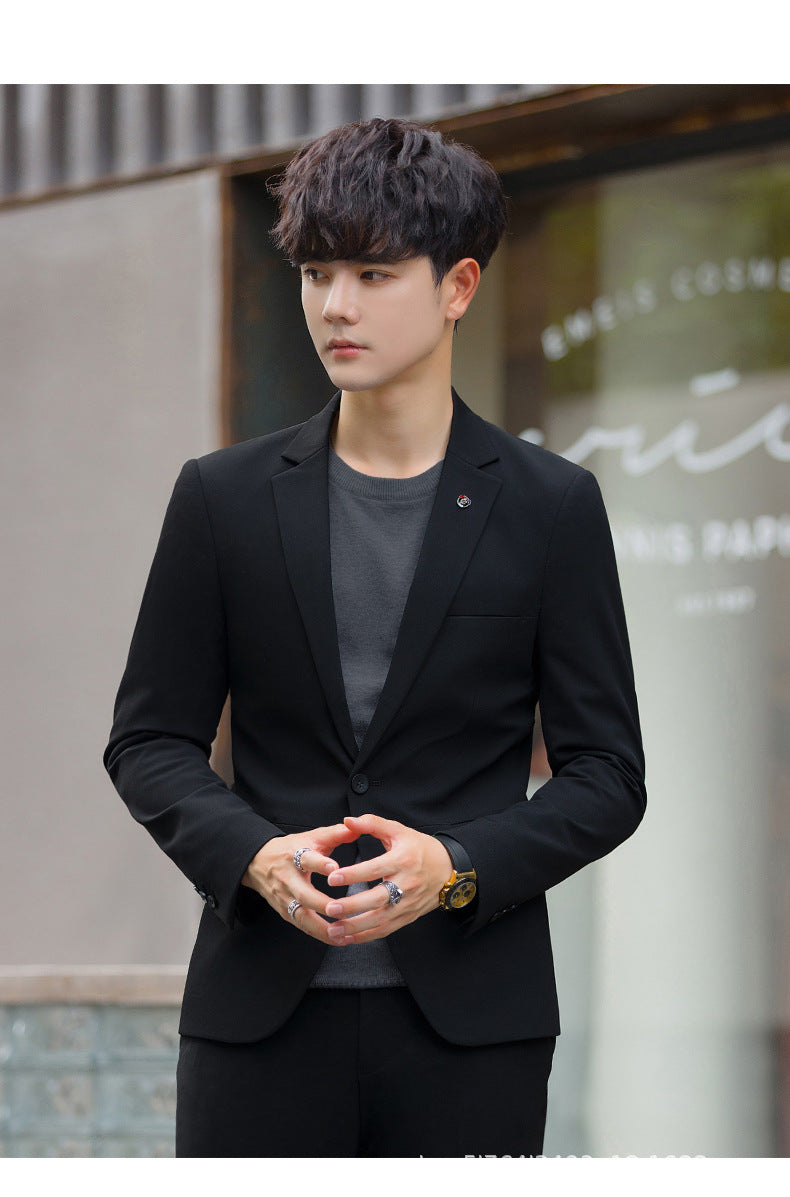 A 1.45kg Piece Set of Spring & Fall Casual Small Suit Jacket Men's Korean Style Slim Gray Formal Full Suit Suit