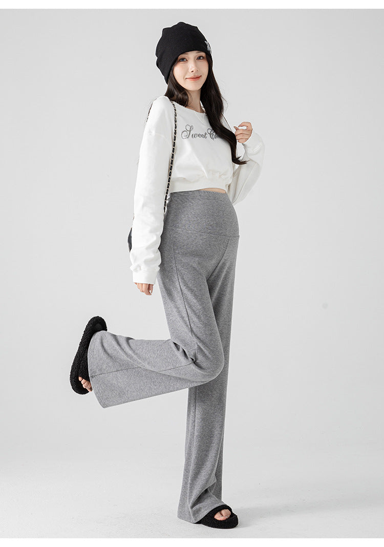 New Pregnant Women's Pants Autumn Loose Micro-flared Pants Autumn and Winter fleece-lined Thickened Pants Small Pregnant Women's Pants