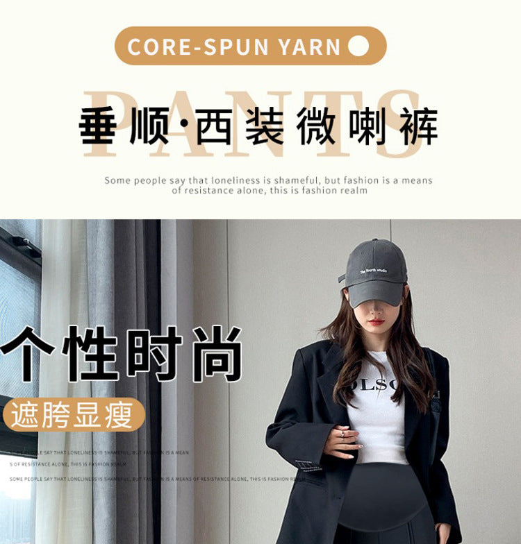 Pregnant women's spring new goddess pants flared pants split slim fit high slimming outerwear trousers pregnant women's suit pants