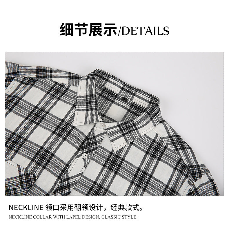 2026 Spring Cross-Border Trade American Retro Flannel Men's Long-Sleeve Brushed Plaid Shirt Men's Cool Jacket