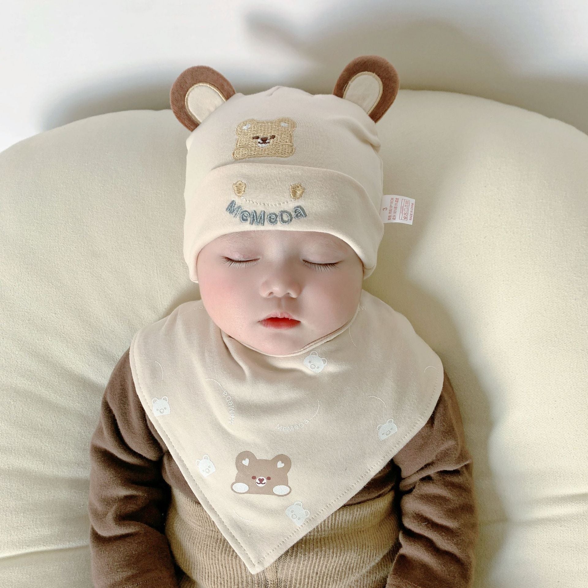 Katu Bear Infant Hat Spring & Fall 3-6-12 Months Male and Female Baby Pullover Hat Cotton 100-Day Sleeping Hat