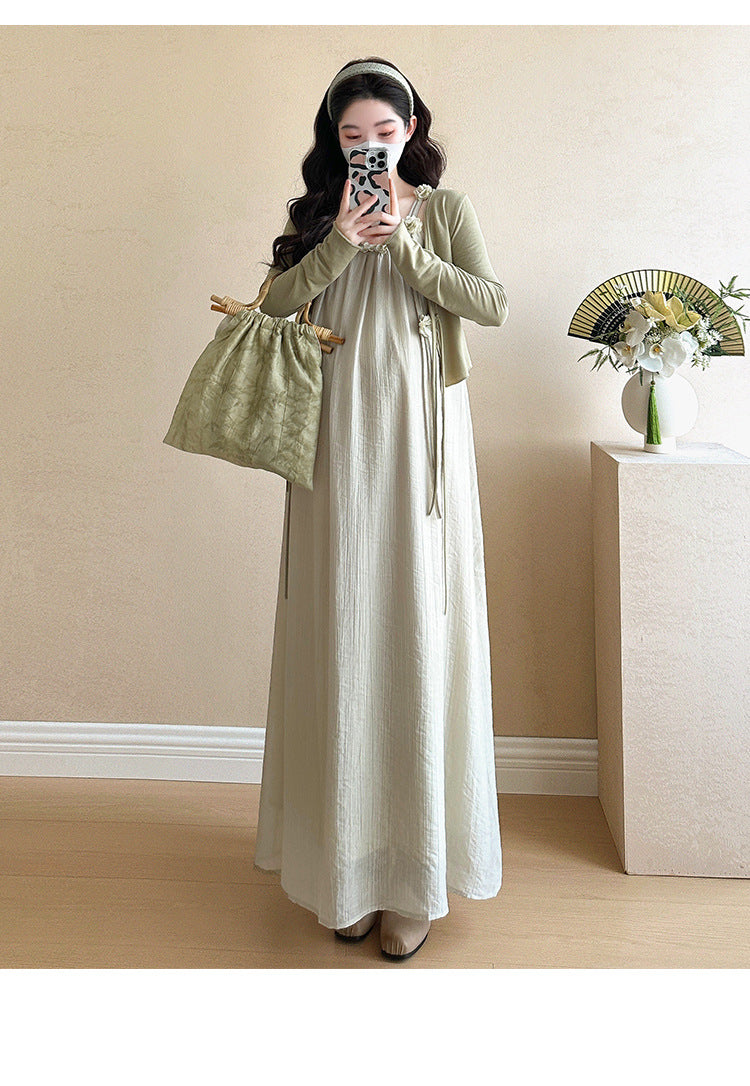 Maternity summer dress 2025 new pregnant mother wear plus size suspenders skirt suit fashion fashion