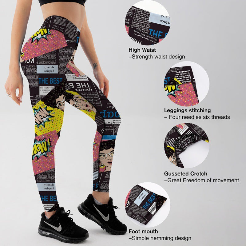 Hot Selling Women Digital Printed High Waist High Elastic Yoga Sports Tight Leggings XY5025
