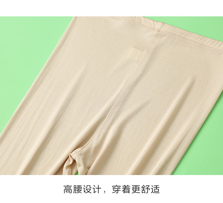 Thin Summer 100% Mulberry Silk Silk High Waist Cropped Pants Fine Knitted Leggings Breathable Skin-Friendly Soft Women's Pants