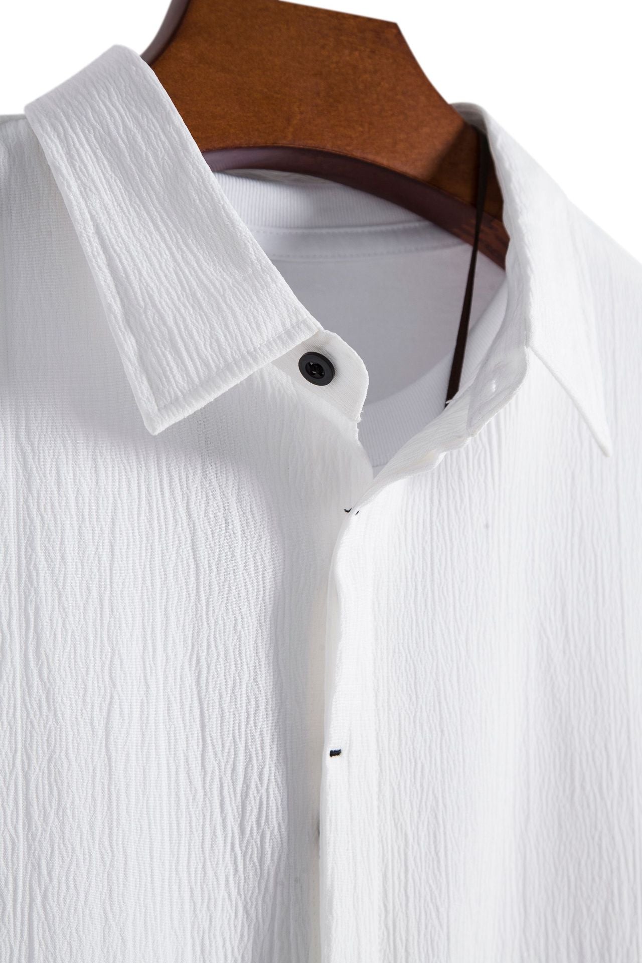 Cross-border 2025 Summer New Men's Short-sleeved Shirt Loose Solid Color Button Short-sleeved Shirt Men's Short-sleeved Shirt