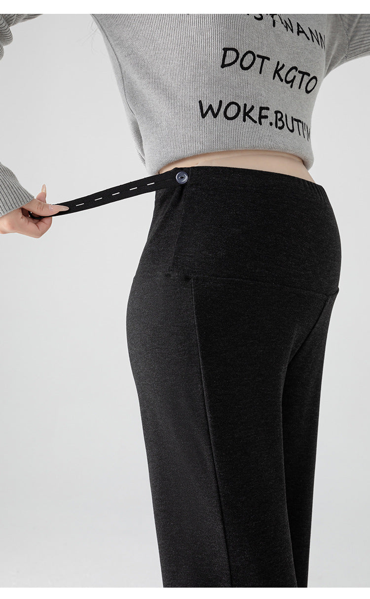 New Pregnant Women's Pants Autumn Loose Micro-flared Pants Autumn and Winter fleece-lined Thickened Pants Small Pregnant Women's Pants