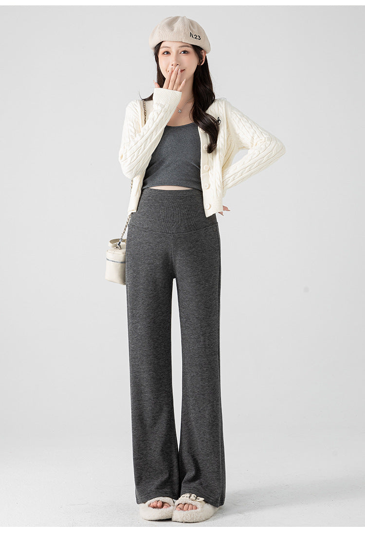 New Pregnant Women's Pants Autumn Loose Micro-flared Pants Autumn and Winter fleece-lined Thickened Pants Small Pregnant Women's Pants