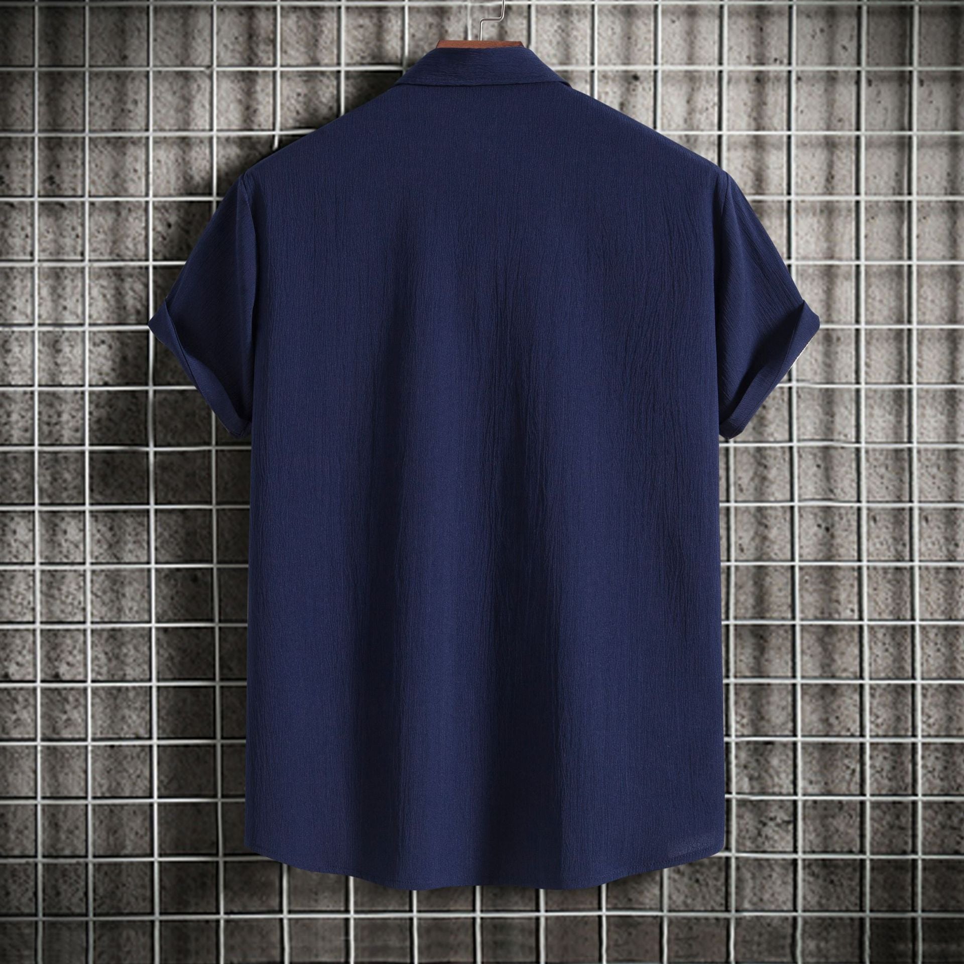 Cross-border 2025 Summer New Men's Short-sleeved Shirt Loose Solid Color Button Short-sleeved Shirt Men's Short-sleeved Shirt