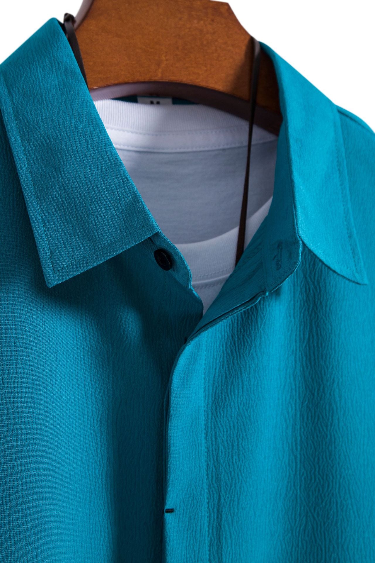 Cross-border 2025 Summer New Men's Short-sleeved Shirt Loose Solid Color Button Short-sleeved Shirt Men's Short-sleeved Shirt