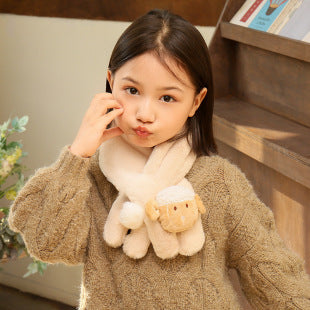 Children's Christmas Autumn and Winter Scarf Plush Warm Cute Cartoon Red New Year Festival Imitation Rabbit Fur Parent-Child Scarf