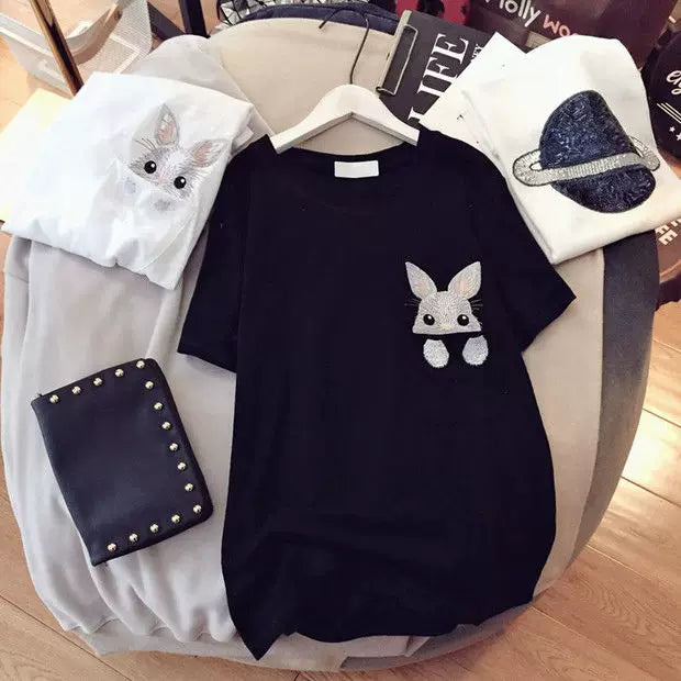 2023 Pregnant Women's Summer Cotton Short-sleeved T-shirt Loose Casual plus size Fashion Summer Pregnant Women's Long Top