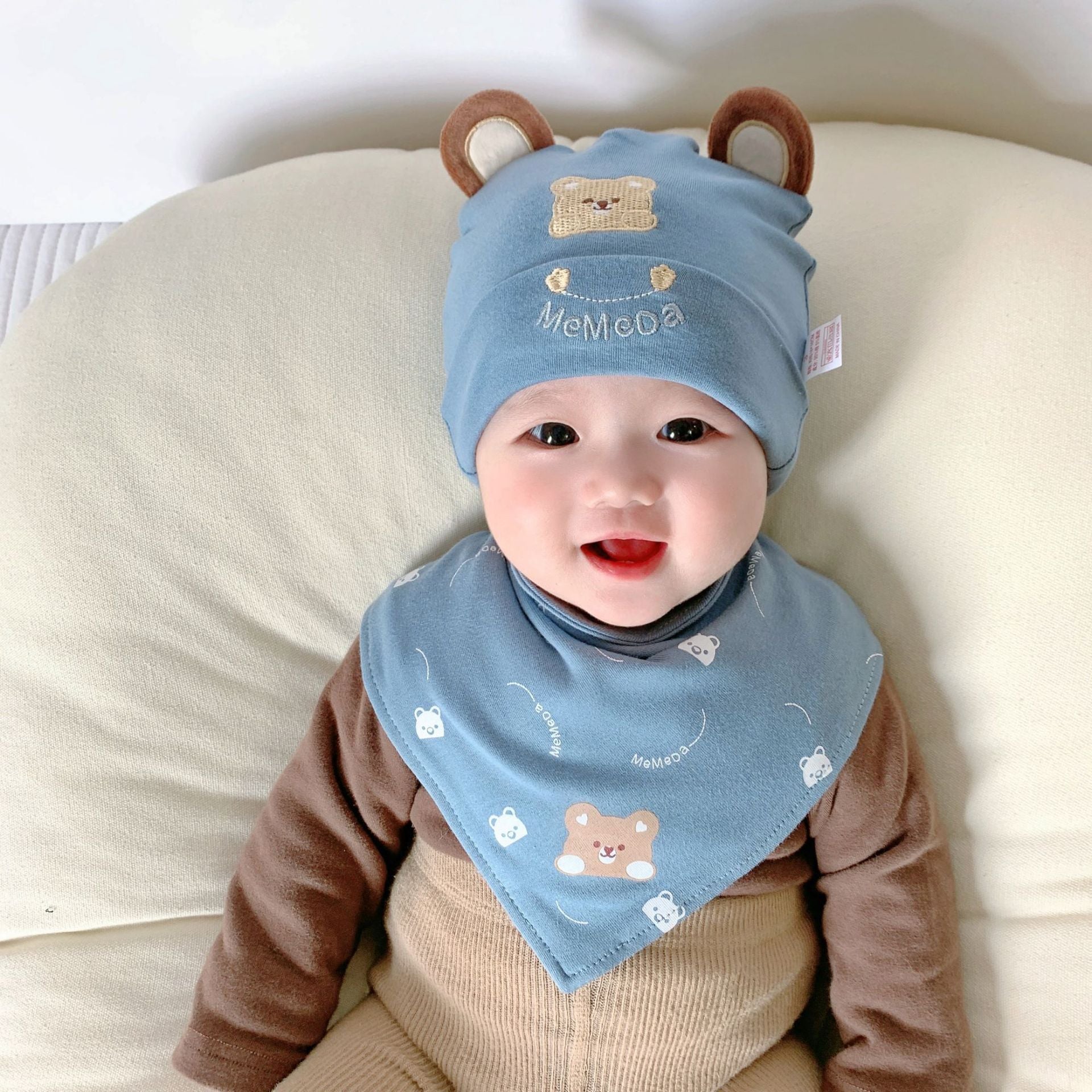 Katu Bear Infant Hat Spring & Fall 3-6-12 Months Male and Female Baby Pullover Hat Cotton 100-Day Sleeping Hat