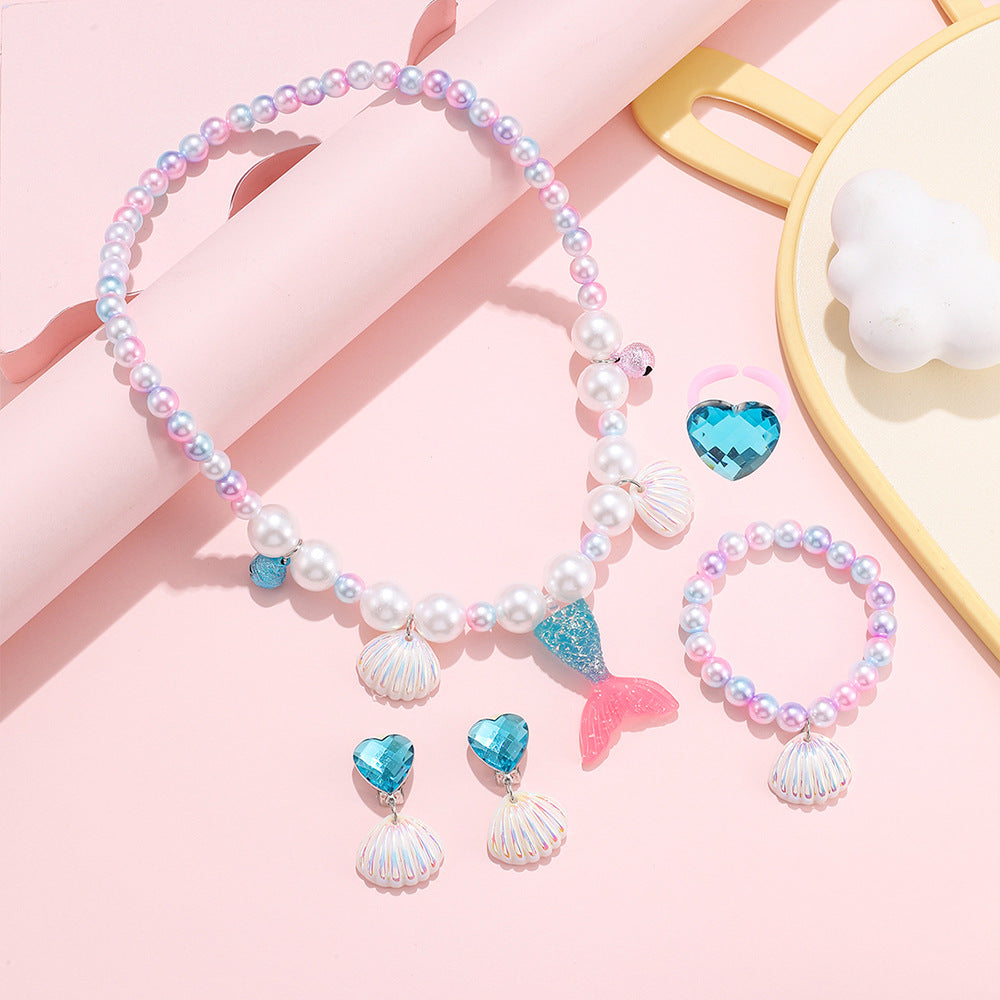 mermaid necklace diy pearl non-allergic beaded suit children cute mermaid princess necklace jewelry