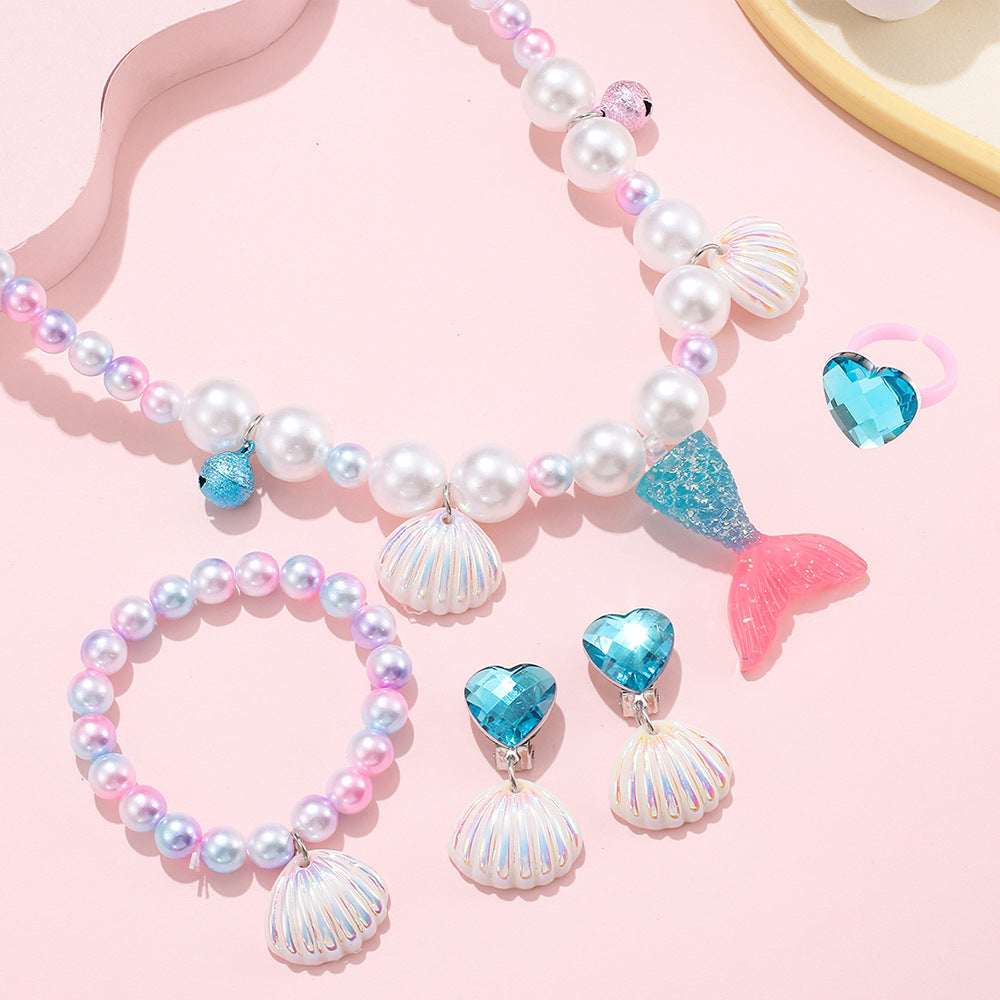 mermaid necklace diy pearl non-allergic beaded suit children cute mermaid princess necklace jewelry
