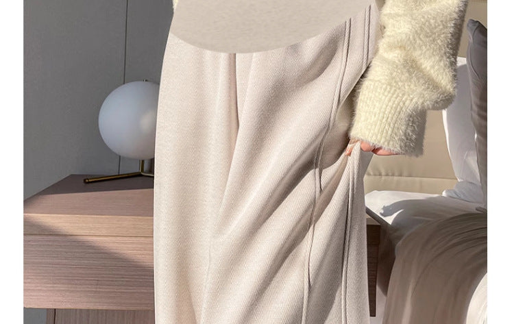 Pregnant Women's Trousers Herringbone Pattern Woolen Belly Narrow Wide-leg Pants Lazy Casual Glutinous Rice Pants Trousers Pregnant Women's Wear