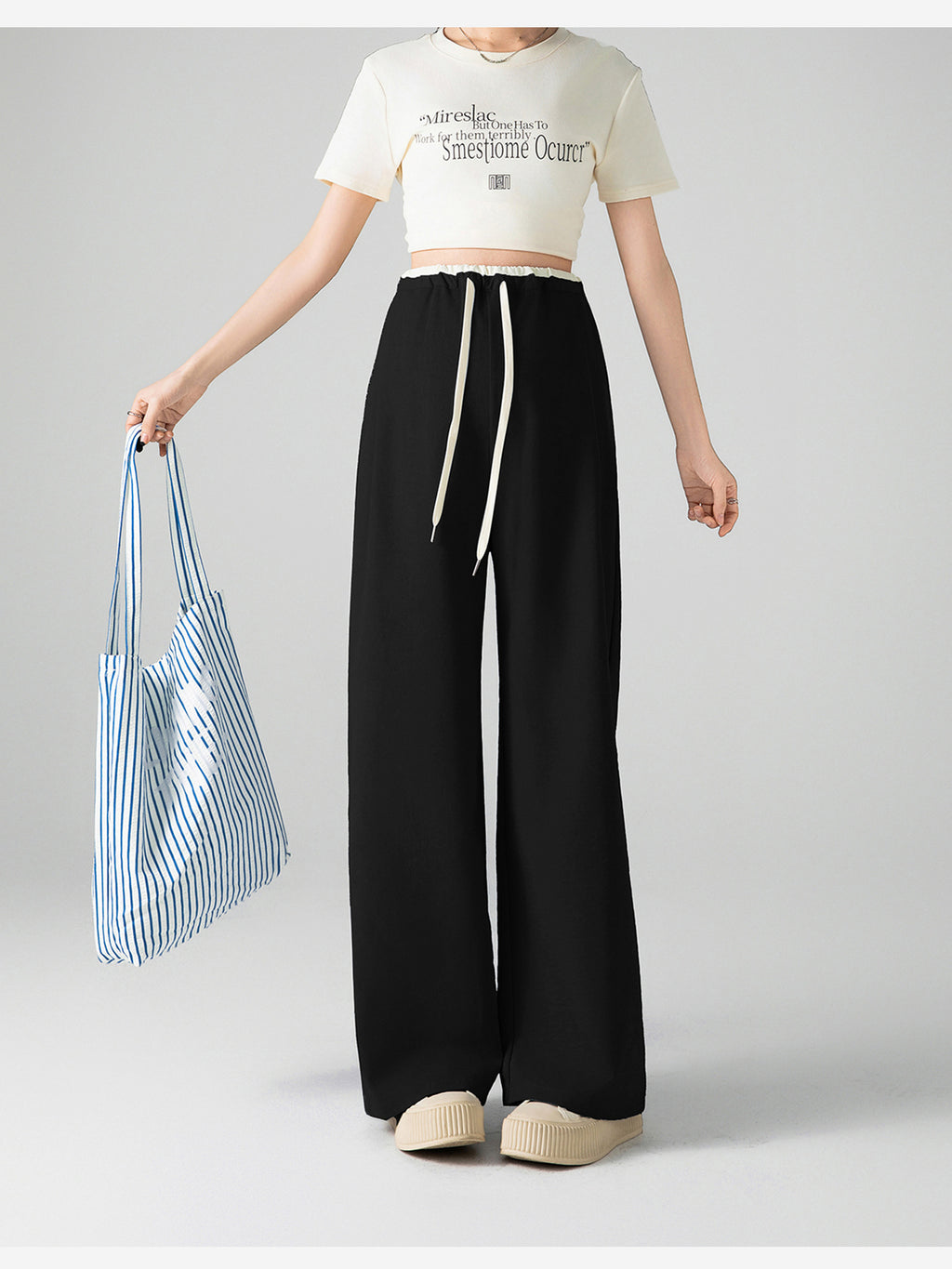 Spring and Summer Pregnant Women's Drawstring Ice Silk Wide Leg Pants Pregnant Women's Summer Thin Texture Sense Dipping Yamamoto Pants Casual Small