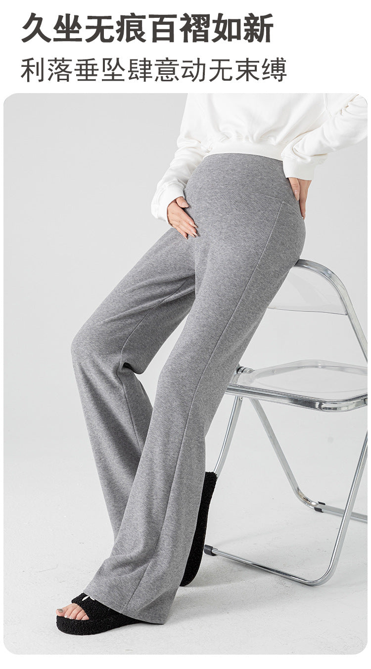 New Pregnant Women's Pants Autumn Loose Micro-flared Pants Autumn and Winter fleece-lined Thickened Pants Small Pregnant Women's Pants