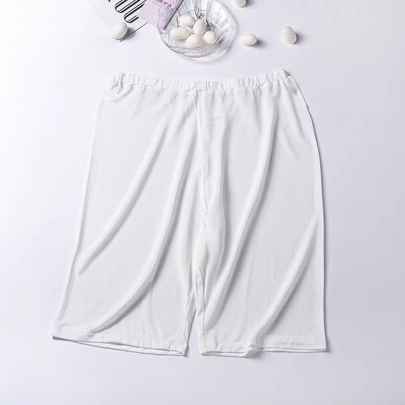 24 Summer New Style Silk Shorts for Women, Plus Size, Anti-Exposure, Breathable, Thin Safety Shorts, Mulberry Silk Pajama Shorts, Leggings