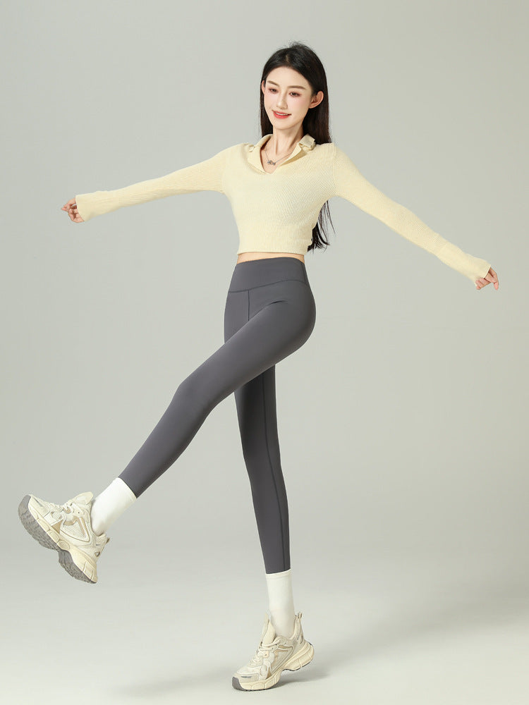 2024 Shark Pants for Women, Fleece-Lined and Thickened, High-Waisted, Hip-Lifting Yoga Pants, Leggings, Lamb Fleece, Plus Size