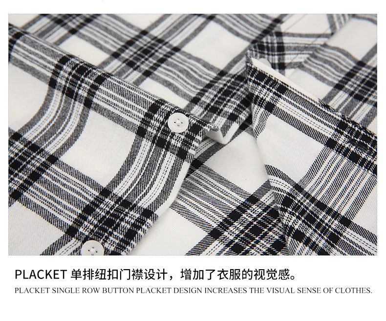 2026 Spring Cross-Border Trade American Retro Flannel Men's Long-Sleeve Brushed Plaid Shirt Men's Cool Jacket