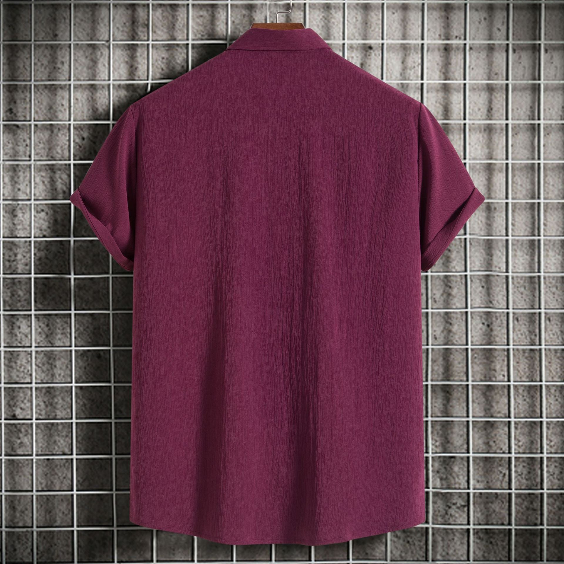 Cross-border 2025 Summer New Men's Short-sleeved Shirt Loose Solid Color Button Short-sleeved Shirt Men's Short-sleeved Shirt