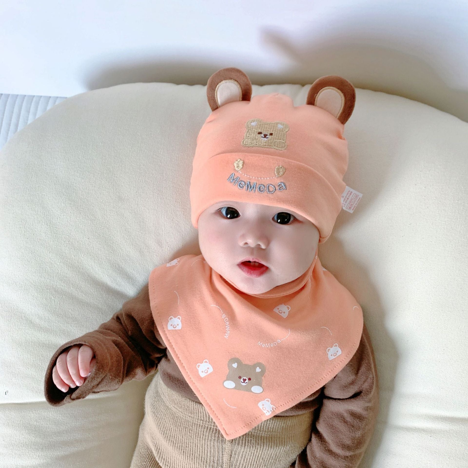 Katu Bear Infant Hat Spring & Fall 3-6-12 Months Male and Female Baby Pullover Hat Cotton 100-Day Sleeping Hat