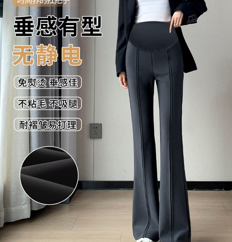 Pregnant women's spring new goddess pants flared pants split slim fit high slimming outerwear trousers pregnant women's suit pants
