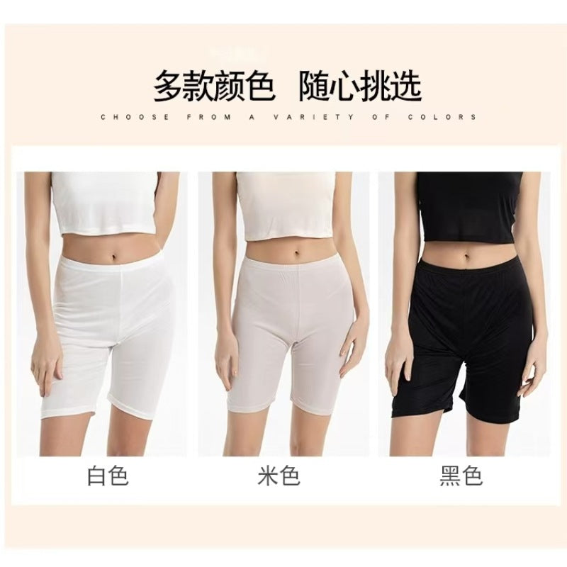 24 Summer New Style Silk Shorts for Women, Plus Size, Anti-Exposure, Breathable, Thin Safety Shorts, Mulberry Silk Pajama Shorts, Leggings