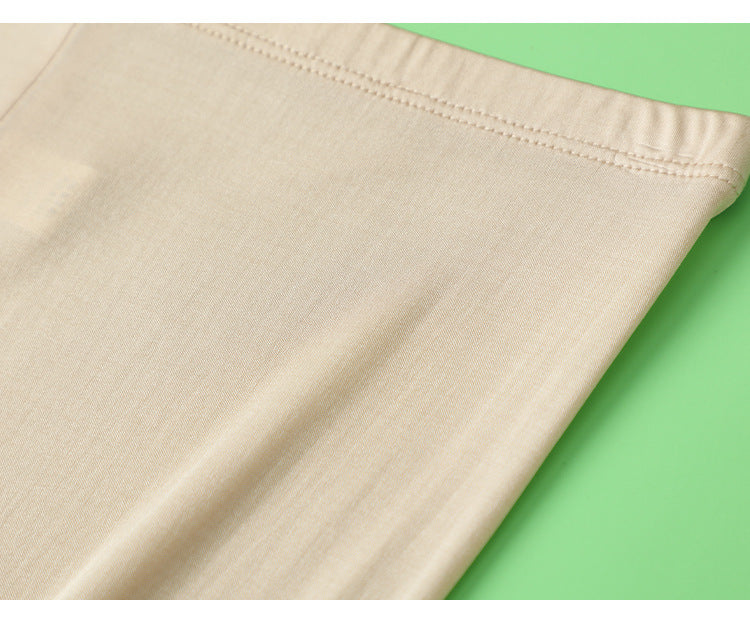Thin Summer 100% Mulberry Silk Silk High Waist Cropped Pants Fine Knitted Leggings Breathable Skin-Friendly Soft Women's Pants