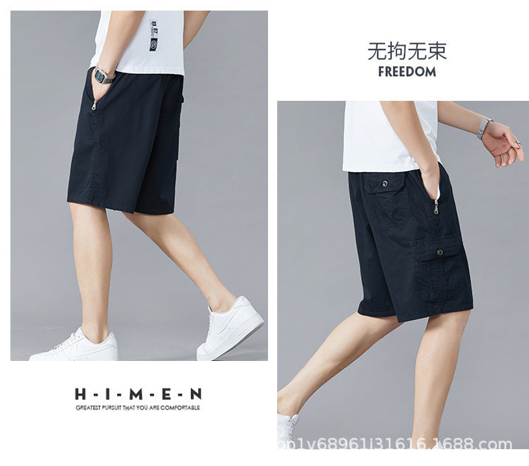 Zoruo childe summer dad summer shorts men's five-length pants cotton pants loose overalls big pants