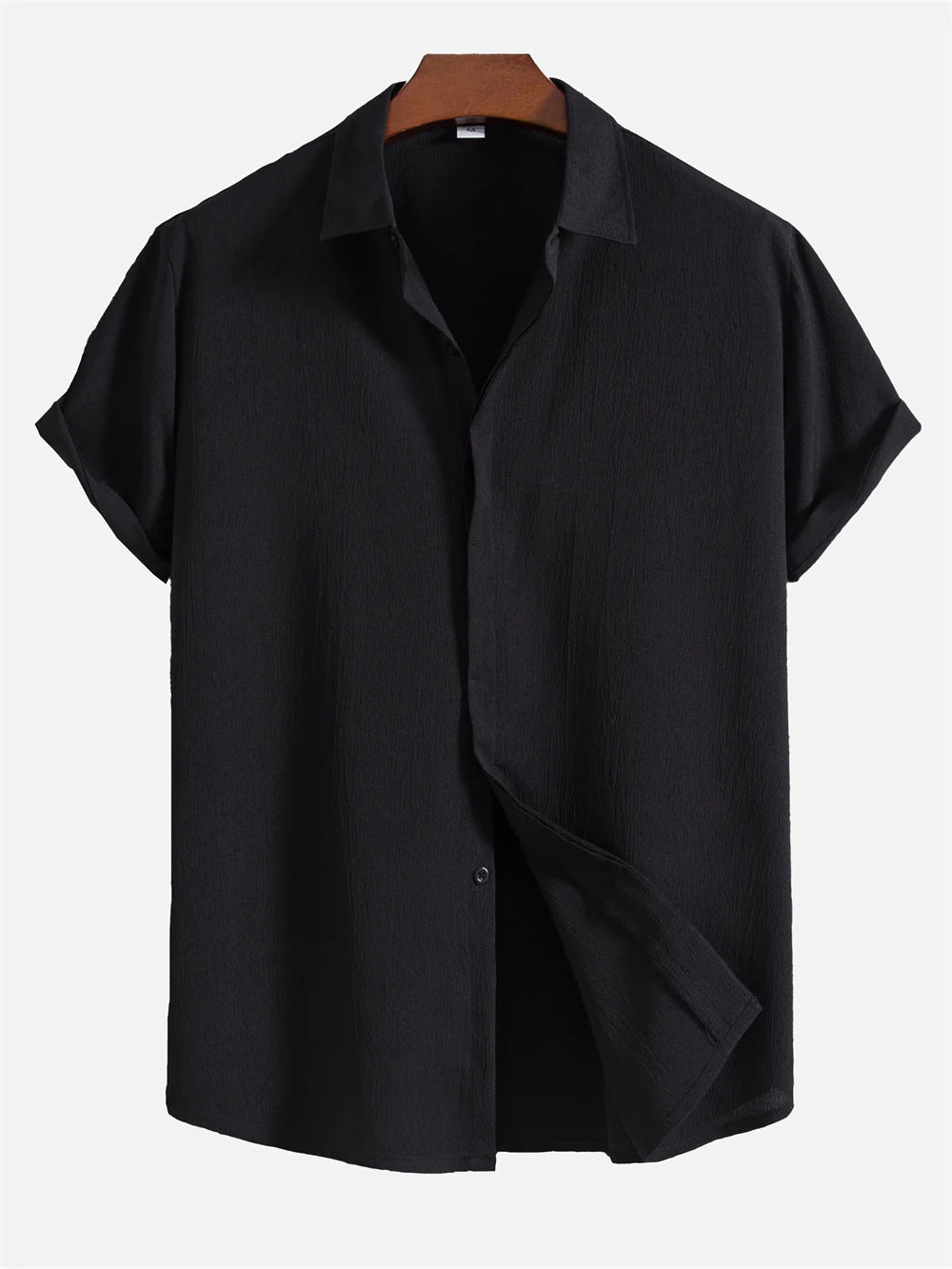 Cross-border 2025 Summer New Men's Short-sleeved Shirt Loose Solid Color Button Short-sleeved Shirt Men's Short-sleeved Shirt
